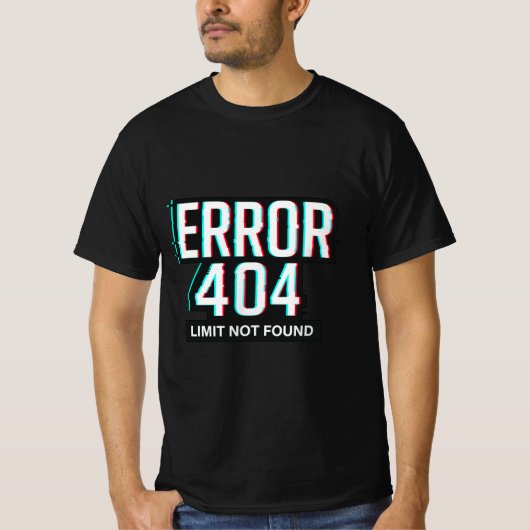 エラー404 – 制限が見つからないGlitch Tech Tシャツ (正面)