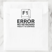 エラーNoキーボードF1キーを押して続行 長方形シール (バッグ)