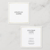 エリお洒落ートデザイントレンディー金ゴールドプレインモダンシック スクエア名刺 (正面/裏面)