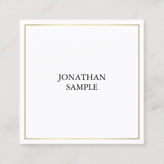 エリお洒落ートデザイントレンディー金ゴールドプレインモダンシック スクエア名刺 (正面)