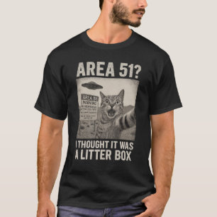 エリアおもしろい51で猫 – UFOヴィンテージエイリアンユーモア Tシャツ