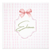 エリアナのパーソナライズされたピンクの弓とギンガムプリント フォトプリント            (正面)