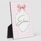 エリアナピパーソナライズされたックボウ&ギンガムプリント フォトプラーク (側面)