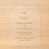 エリアナモノグラムクラシックの結婚式の日付を保存 アクリル招待状 (正面)