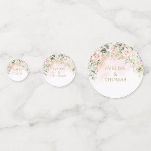 エリアルソフトピンクのバラの緑の金ゴールド結婚ズ コンフェッティ