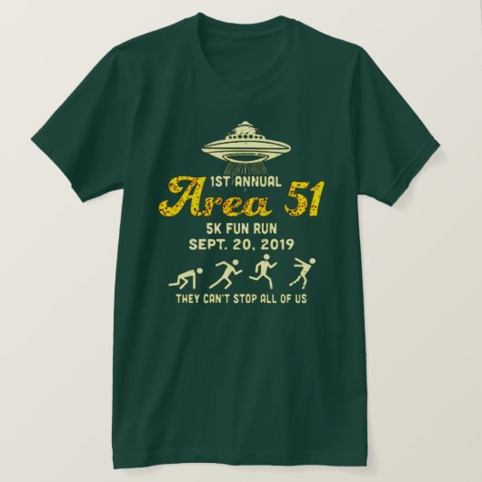 エリア51おもしろい走 Tシャツ (デザイン正面)