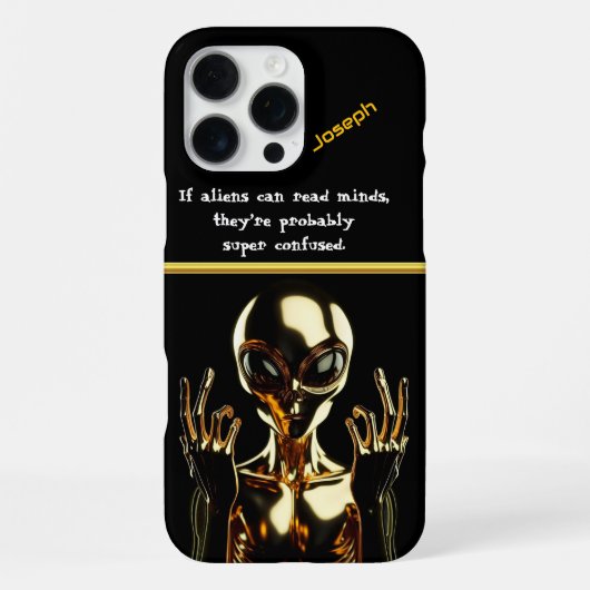 エリア51の黄金のエイリアン iPhoneケース (裏面)