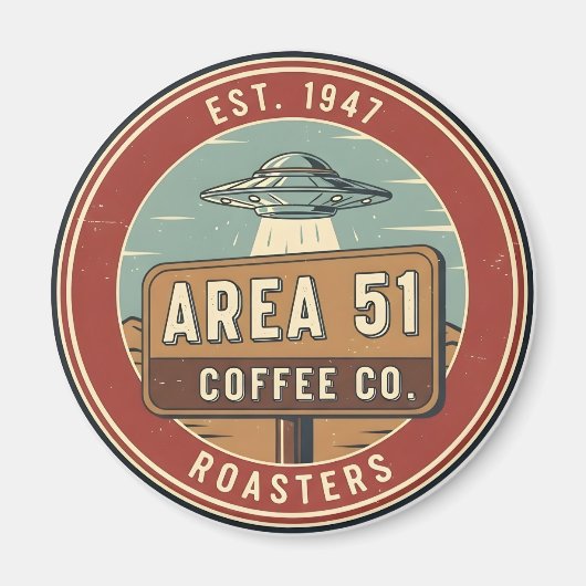 エリア51コーヒーロースターズ ヴィンテージバッジ マグネット (正面)