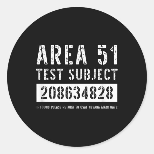 エリア51テストサブジェクト4828エイリアン誘拐半年 ラウンドシール (正面)