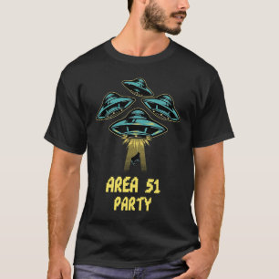 エリア51パーティーおもしろいUFOとユニセックス若者T Tシャツ