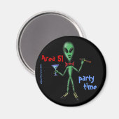 エリア51パーティーエイリアンおもしろい漫画のアートマグネット マグネット (正面/裏面)