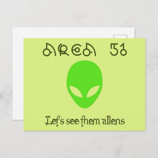 エリア51彼らを見ようエイリアン ポストカード (正面/裏面)