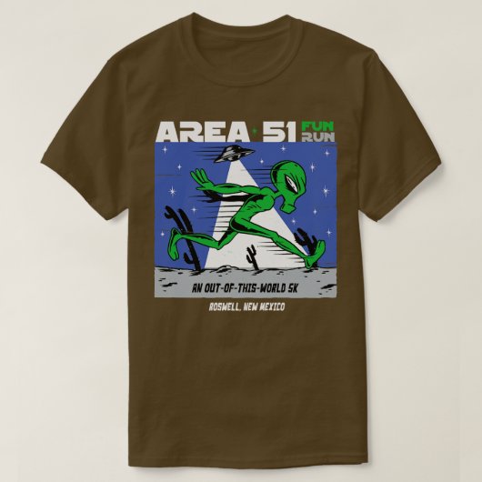 エリア51走おもしろい走おもしろいの Tシャツ (デザイン正面)
