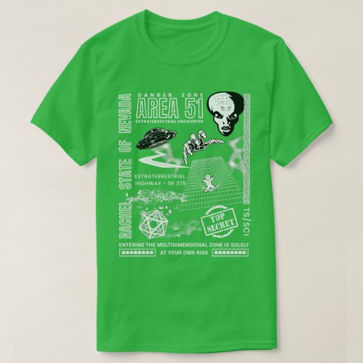 エリア51遭遇ゾーン Tシャツ (デザイン正面)