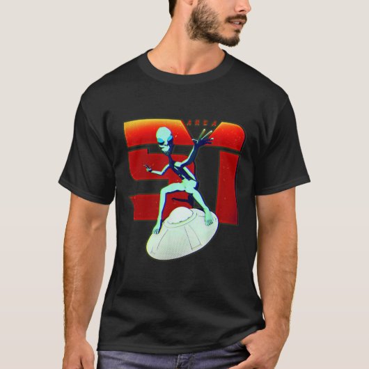 エリア51 Tシャツ グリーンエイリアン UFO フライングサークル (正面)