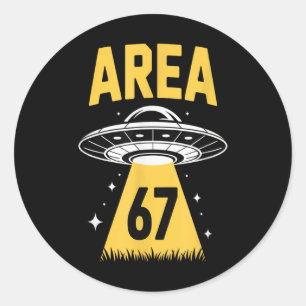 エリア67 面白いUFO宇宙船 6 7 エイリアンテーマ ラウンドシール