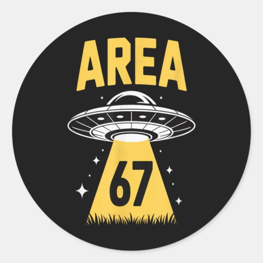 エリア67 面白いUFO宇宙船 6 7 エイリアンテーマ ラウンドシール (正面)