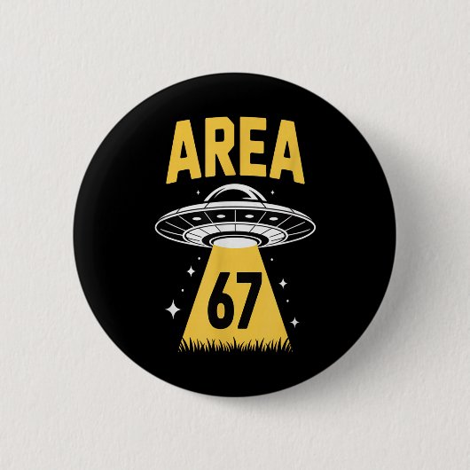 エリア67 面白いUFO宇宙船 6 7 エイリアンテーマ 缶バッジ (正面)