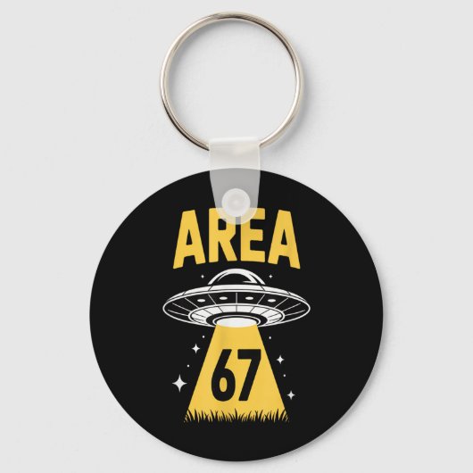 エリア67 面白いUFO 宇宙船 6 7 エイリアン テーマ キーホルダー (正面)