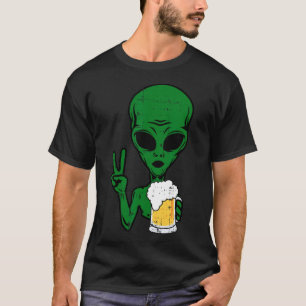 エリア–51エイリアンビール平和サイン怠惰な飲み放題 Tシャツ