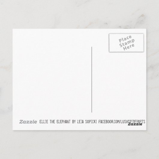 エリエレファントアジア野生動物ジャングル動物アート ポストカード (裏面)