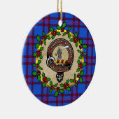 エリオットクランバッジとタータンチェックパーソナライズされたクリスマス セラミックオーナメント (右)
