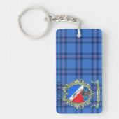 エリオットクレスト及びタータンチェックアクリル キーホルダー (正面)