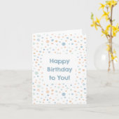 エリオット紙吹雪水色ドット誕生日カード カード (黄色い花)