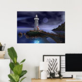 エリオット鍵ライトハウスフルムーン ポスター (ホームオフィス)