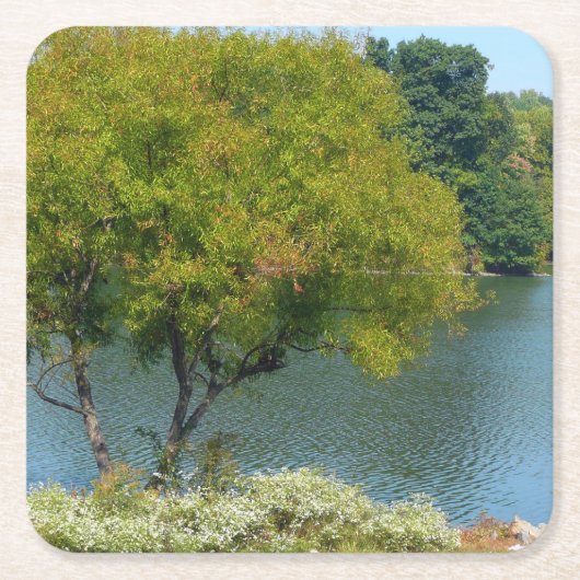 エリコットシティメリーランド州100周年湖 スクエアペーパーコースター (正面)