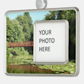 エリコット市の100周年の湖で橋 シルバープレートフレームオーナメント (左)