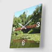 エリコット市の100周年の湖で橋 スクエア壁時計 (傾斜)