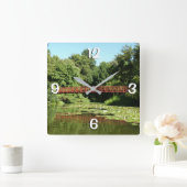 エリコット市の100周年の湖で橋 スクエア壁時計 (ホーム)