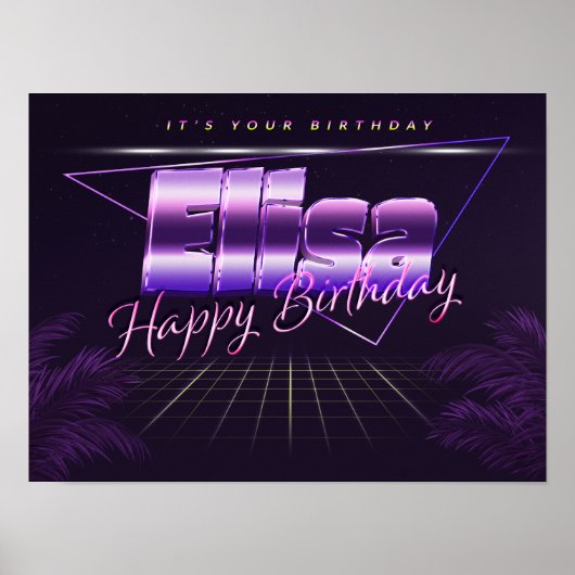 エリザネームvorname lila retroポスターGeburtstag ポスター (正面)