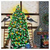 エリザベスの小屋でのクリスマス ファブリック (クローズアップ)