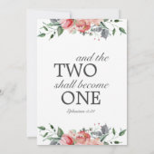 エリザベスエレガントピンクフラワークリスチャン結婚ズ 招待状 (裏面)