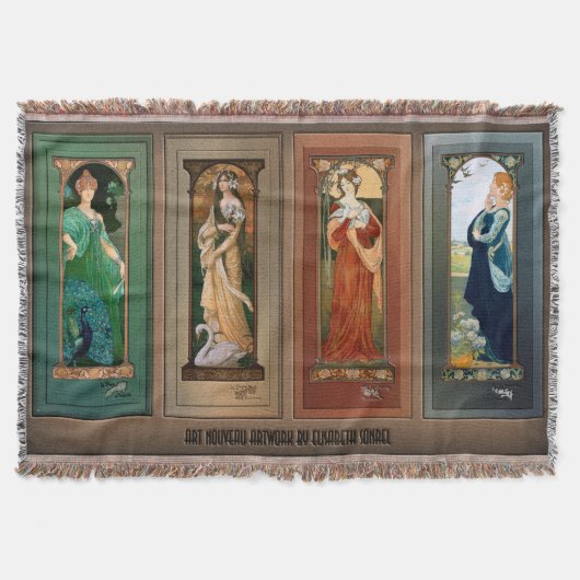 エリザベスソンスレルアールヌーボーメイドバードシリーズ スローブランケット (正面)