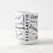 エリザベスタイポグラフィ名白黒 コーヒーマグカップ (中央)