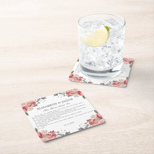 エリザベスピンクフローラおもしろい結婚ファクト スクエアペーパーコースター (インサイチュ)