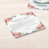 エリザベスピンクフローラおもしろい結婚ファクト スクエアペーパーコースター (アングル)