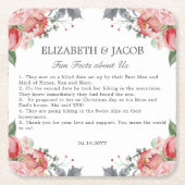 エリザベスピンクフローラおもしろい結婚ファクト スクエアペーパーコースター (正面)