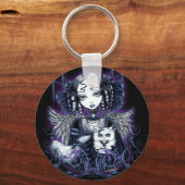 エリザベスホワイトペルシャ猫エンジェルキーチェーン キーホルダー (正面)