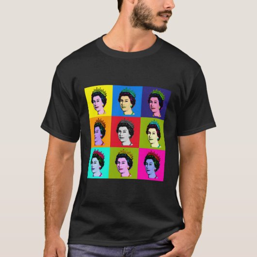エリザベス九ポップ・アートの角形タイル女王 Tシャツ (正面)