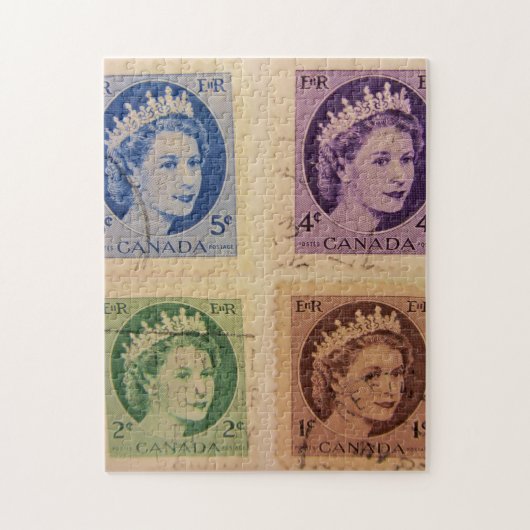 エリザベス女王のヴィンテージのスタンプパズルかジグソーパズル ジグソーパズル (縦)