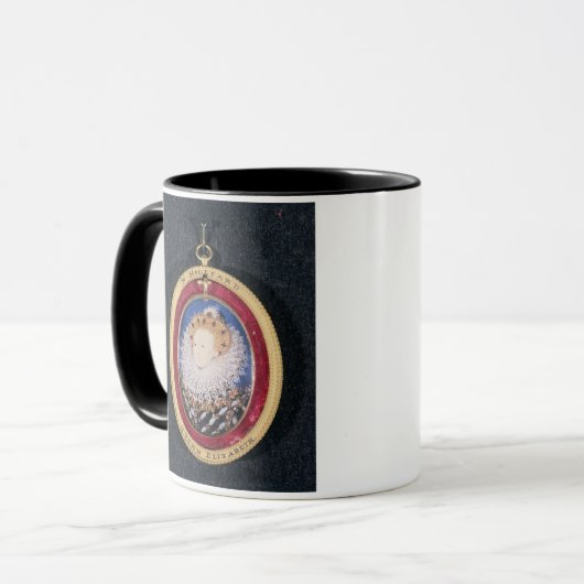 エリザベス女王一世のポートレート(w/c子牛皮紙で) マグカップ (正面左)