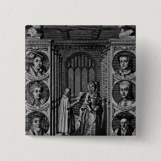 エリザベス女王一世への手紙を読むこと 缶バッジ (正面)