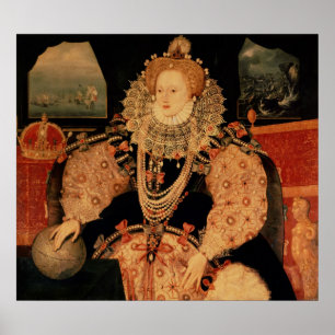 エリザベス女王一世、艦隊のポートレート、c.1588 ポスター
