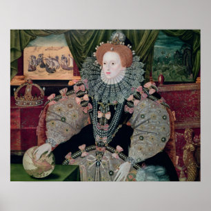 エリザベス女王一世、艦隊のポートレート、c.1588 ポスター