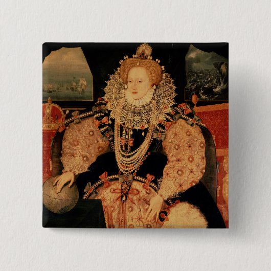エリザベス女王一世、艦隊のポートレート、c.1588 缶バッジ (正面)