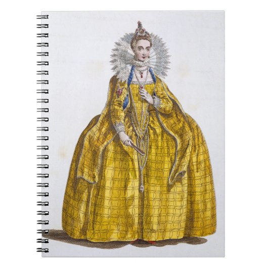 エリザベス女王一世(1530-1603年) (着色された版木、銅版、版画) ノートブック (正面)